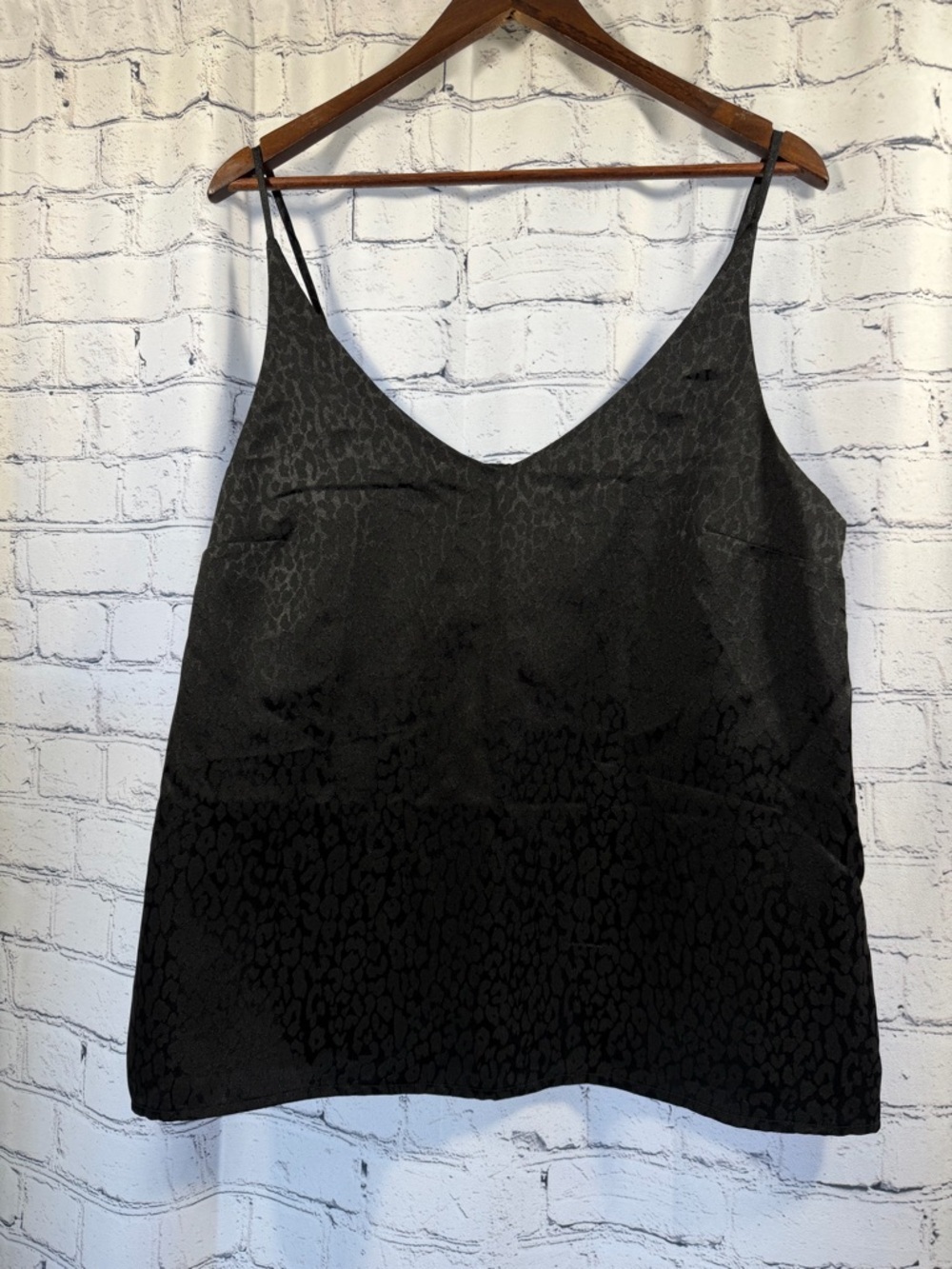 Banana Republic Black Leopard Jacquard Shiny Cami Top
